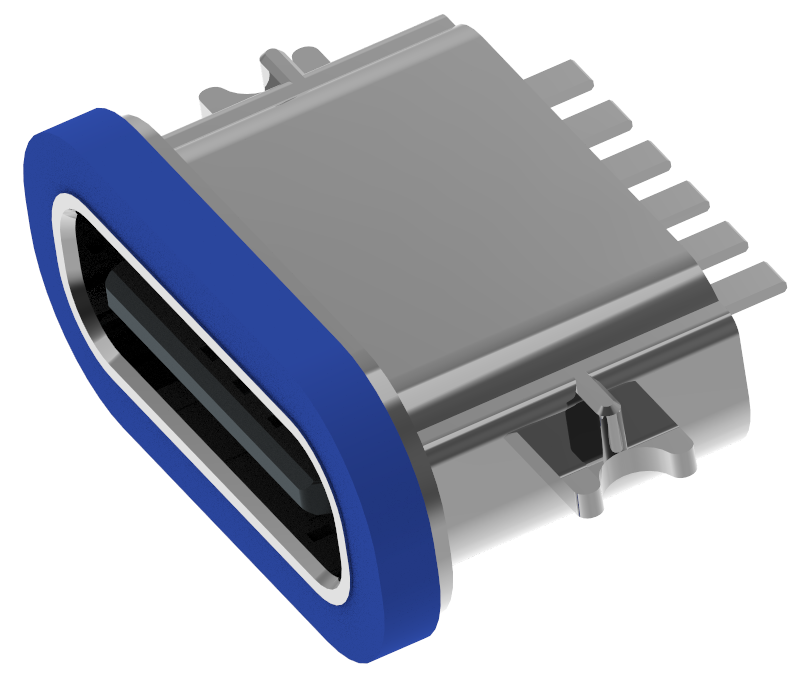 XB-TYPE C 6P-6 XX沉板1.2防水母座L=6.7mm(带钢片)(锌合金外壳)